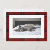 Red Plaid Custom Two Horizontal Photo Christmas シーズンカード (裏面)