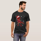 Red Plaid Dinosaur Hat Santa Christmas Lights Buff Tシャツ (正面フル)
