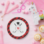 Red Plaid Golf Themed Graduation Party ペーパープレート (パーティー)