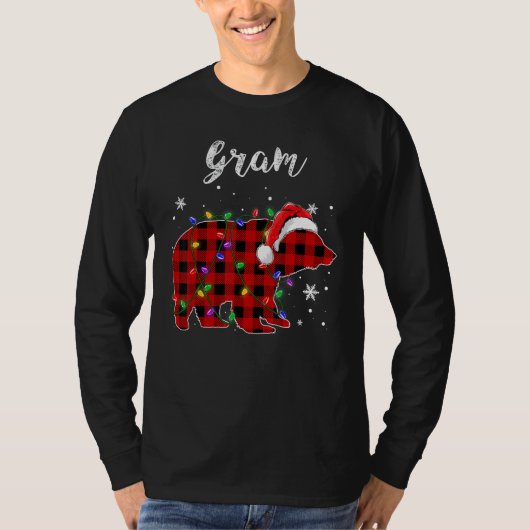 Red Plaid Gram Bear Matching Family Christmas Paja Tシャツ (正面)