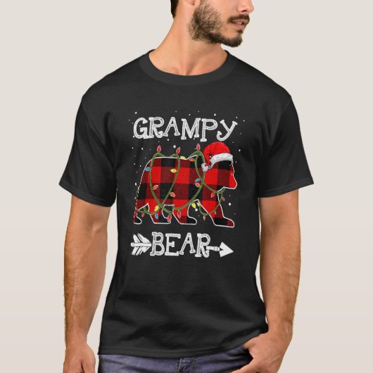 Red Plaid Grampy Bear Christmas Santa Family Match Tシャツ (正面)