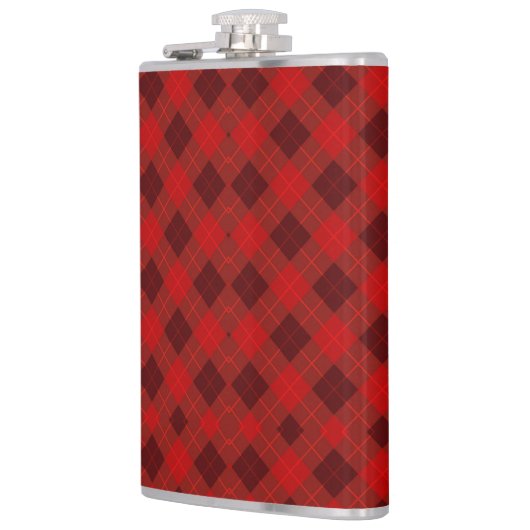 Red plaid hip flask with a metal cap フラスク (左)