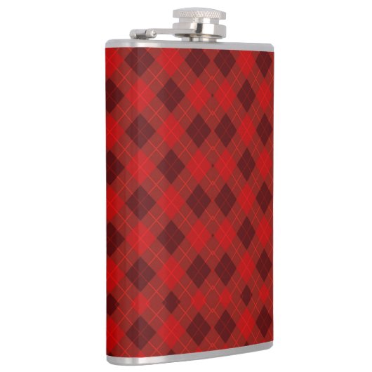 Red plaid hip flask with a metal cap フラスク (右)