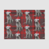 Red Plaid Irish Wolfhound Dog Holiday 薄葉紙 (正面)