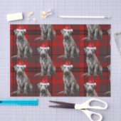 Red Plaid Irish Wolfhound Dog Holiday 薄葉紙 (クラフト)