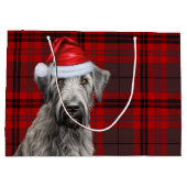 Red Plaid Irish Wolfhound Dog Lover Holiday ラージペーパーバッグ (裏面)
