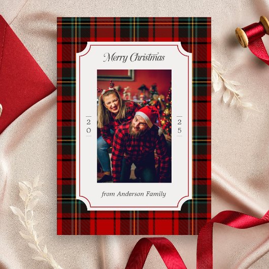 Red Plaid Merry Christmas シーズンカード