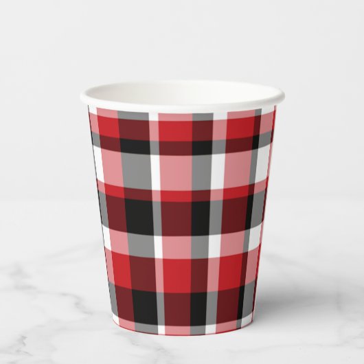 Red Plaid Merry Christmas Paper Cups 紙コップ (裏面)