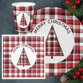 Red Plaid Merry Christmas Paper Cups 紙コップ