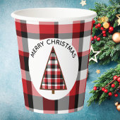 Red Plaid Merry Christmas Paper Cups 紙コップ
