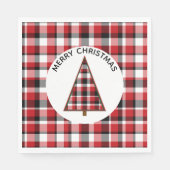 Red Plaid Merry Christmas Paper Napkins スタンダードランチョンナプキン (正面)