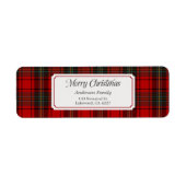 Red Plaid Merry Christmas Return Address Label ラベル (正面)