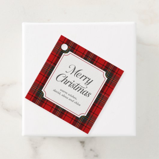 Red Plaid Merry Christmas Square フェイバータグ (インサイチュ)