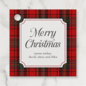 Red Plaid Merry Christmas Square フェイバータグ (正面)