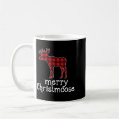Red Plaid Merry Christmoose Christmas Moose Lovers コーヒーマグカップ (左)