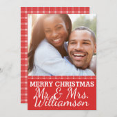 Red Plaid Mr. & Mrs. Christmasフォトカード シーズンカード (正面/裏面)