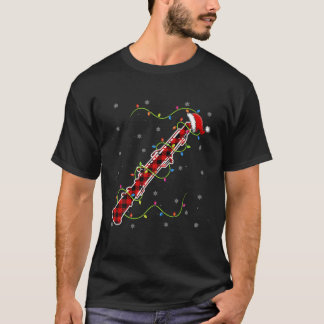 Red Plaid Oboe Christmas Lights Pajama Matching Tシャツ