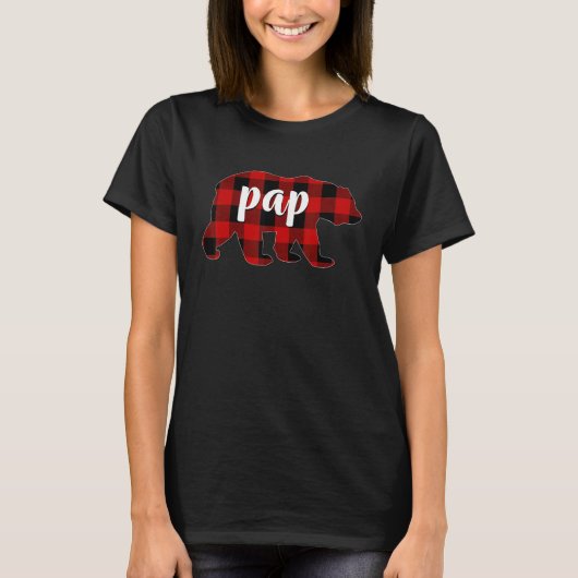 Red Plaid Pap Bear Matching Family Buffalo Christm Tシャツ (正面)
