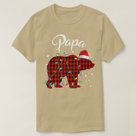 Red Plaid Papa Bear Matching Buffalo Pajama Appare Tシャツ (デザイン正面)