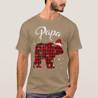 Red Plaid Papa Bear Matching Buffalo Pajama Appare Tシャツ