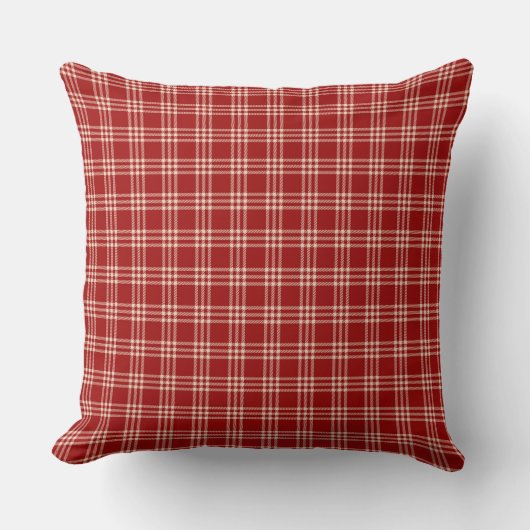 Red plaid pattern クッション (正面)