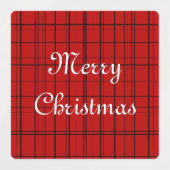 Red plaid pattern with white Merry Christmas text ラベル (デザイン1)