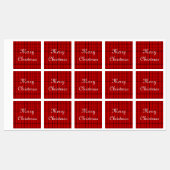 Red plaid pattern with white Merry Christmas text ラベル (シート)