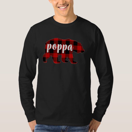 Red Plaid Poppa Bear Matching Family Buffalo Chris Tシャツ (正面)