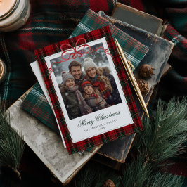 Red Plaid Red Bow Photo シーズンカード