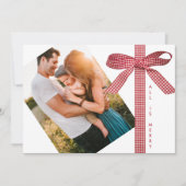 Red Plaid Ribbon Simple 2 Photo Christmas シーズンカード (正面)
