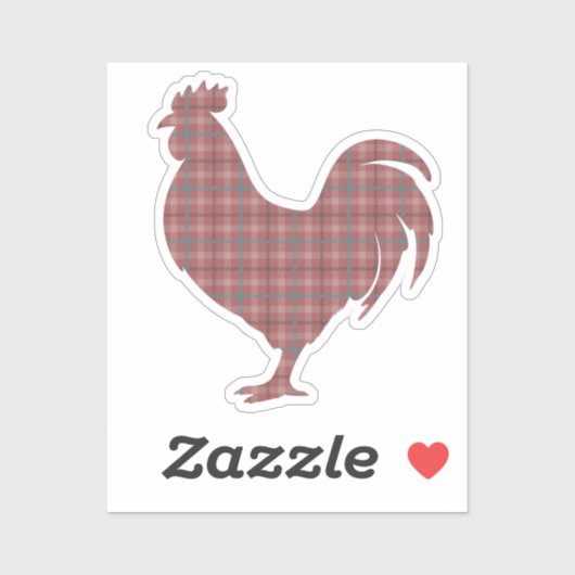  Red Plaid Rooster  シール (シート)