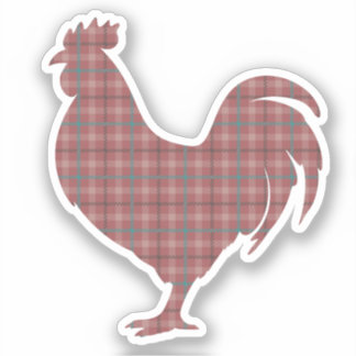  Red Plaid Rooster  シール