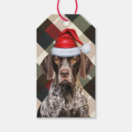 Red Plaid Shorthair Pointer Dog Lover Christmas ギフトタグ