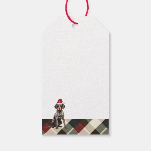 Red Plaid Shorthair Pointer Dog Lover Christmas ギフトタグ (裏面)