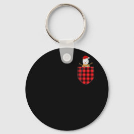 Red Plaid Snowman in Pocket Buffalo Family キーホルダー