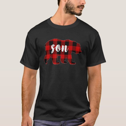 Red Plaid Son Bear Matching Family Buffalo Christm Tシャツ (正面)