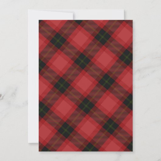 Red Plaid Tartan Christmas Luxury Boy Bear  招待状 (裏面)