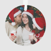 Red Plaid Tartan Family Photo 2 Sided Christmas オーナメント (裏面)