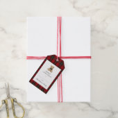 Red Plaid Teddy Bear Christmas ギフトタグ (より糸付き)