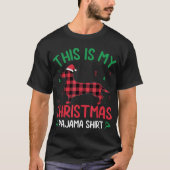 Red Plaid Ugly This Is My Dachshund Dog Christmas  Tシャツ (正面)