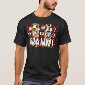 Red Plaid Very Merry Grammy Family Matching Christ Tシャツ
