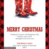 Red Plaid Western Buffalo Holiday Greeting Card シーズンカード