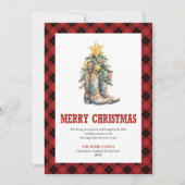 Red Plaid Western Buffalo Holiday Greeting Card シーズンカード (正面)