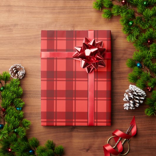 Red Plaid Wrapping Paper ラッピングペーパー (クリスマスギフト)
