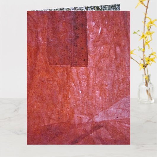 Red plain textured Folded Greeting Card,Ordinary カード (黄色い花)