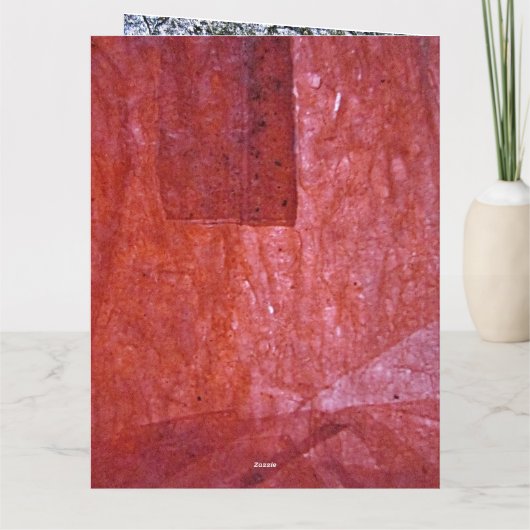 Red plain textured Folded Greeting Card,Ordinary カード (裏面)