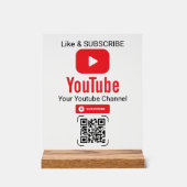 Red Play Button YouTube Channel QR Code アクリルサイン (正面)