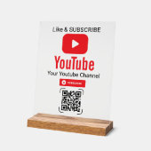 Red Play Button YouTube Channel QR Code アクリルサイン (傾斜)