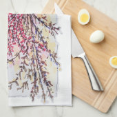 Red Plum Blossoms キッチンタオル (四つ折り)