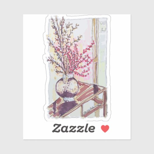 Red Plum Blossoms シール (シート)